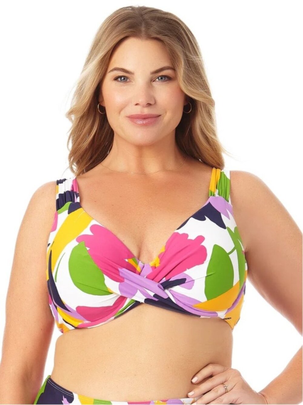 Anne Cole New NWT Underwire Twist Front Floral Bikini Swim Top Plus Size 24W